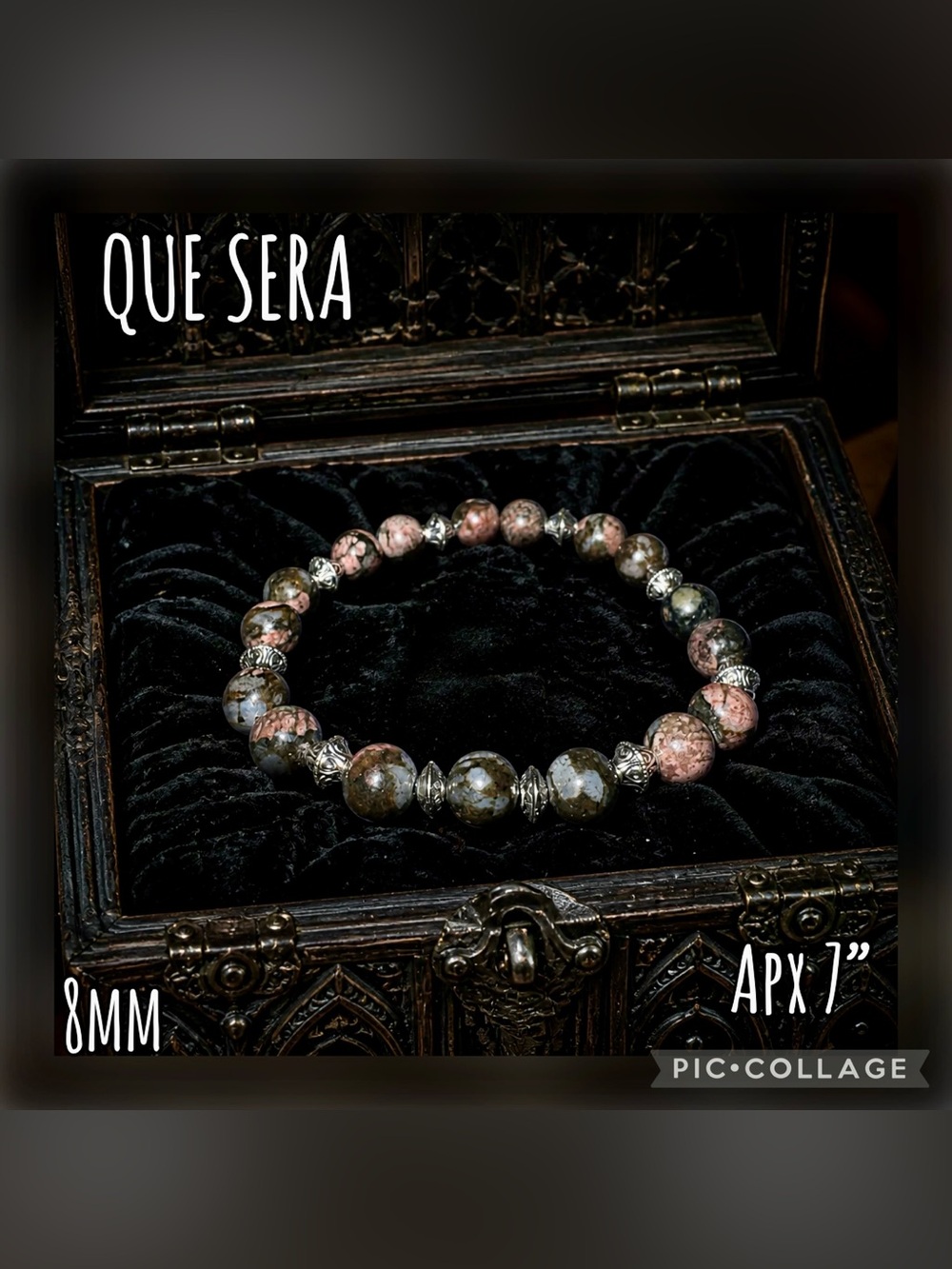 Que Sera Stone Beaded Stretch Bracelet with Silver Accents
